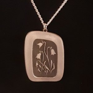 LILLY PEWTER PENDANT NECKLACE R. Tennesmed Swedan c1960